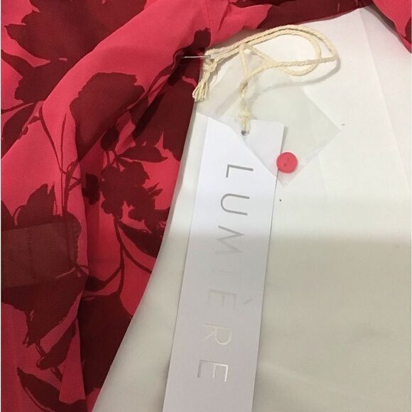 Lumiere Pink Blouse Floral Print Oversized Sheer New Size Large - Picture 10 of 12